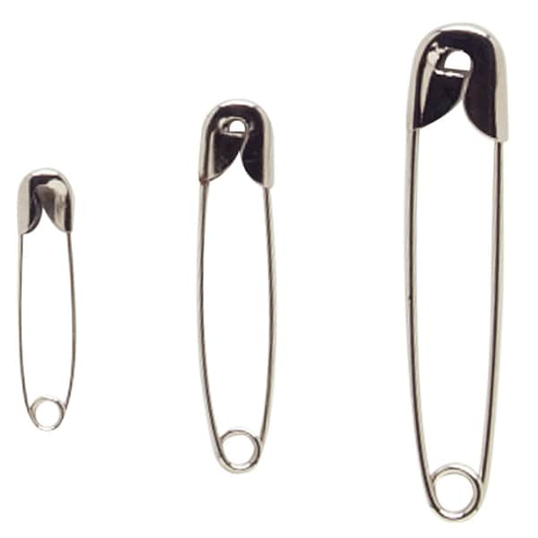 Safety Pins, Assorted Sizes, Nickel Plated, 50 Ea/Pk, PK50